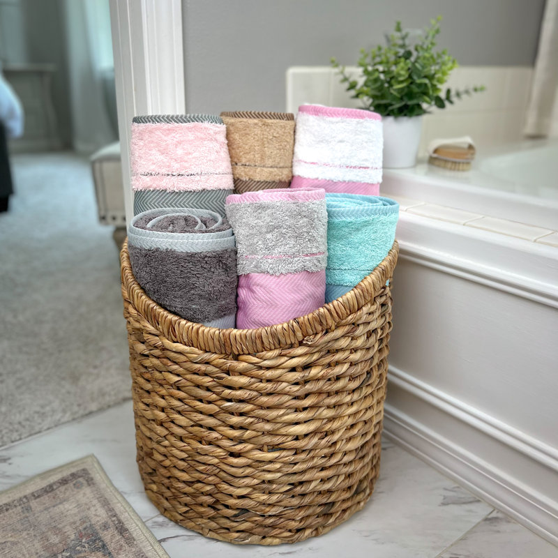 KAFTHAN Textile Fishbone Turkish Cotton Bath Towels, Dark Gray