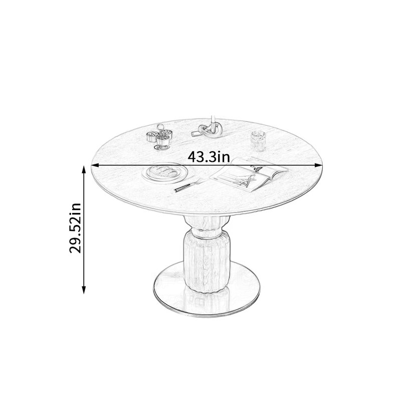 Solid And Stable Lantern-shaped Round Table, 29.52"H x 43.3"L x 43.3"W