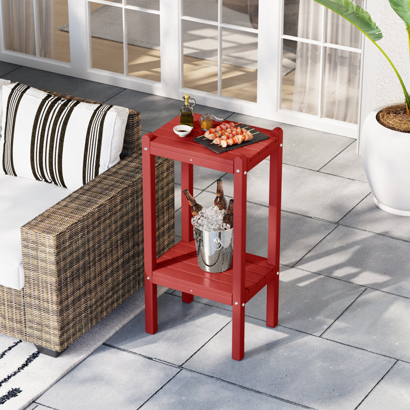 Laguna 18.45" W UV Resistant HDPE Side Table, Red