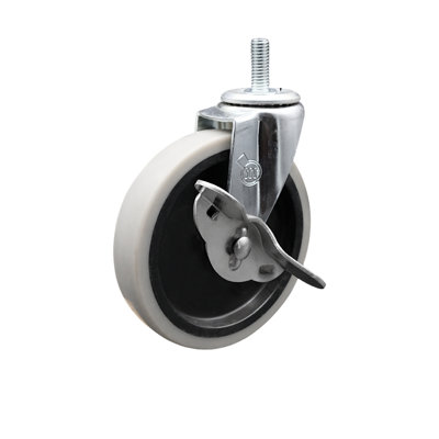 5 Inch Thermoplastic Rubber Wheel 10mm Threaded Stem Caster with Brake SCC -  Service Caster, SCC-TS05S510-TPRS-SLB-M1015