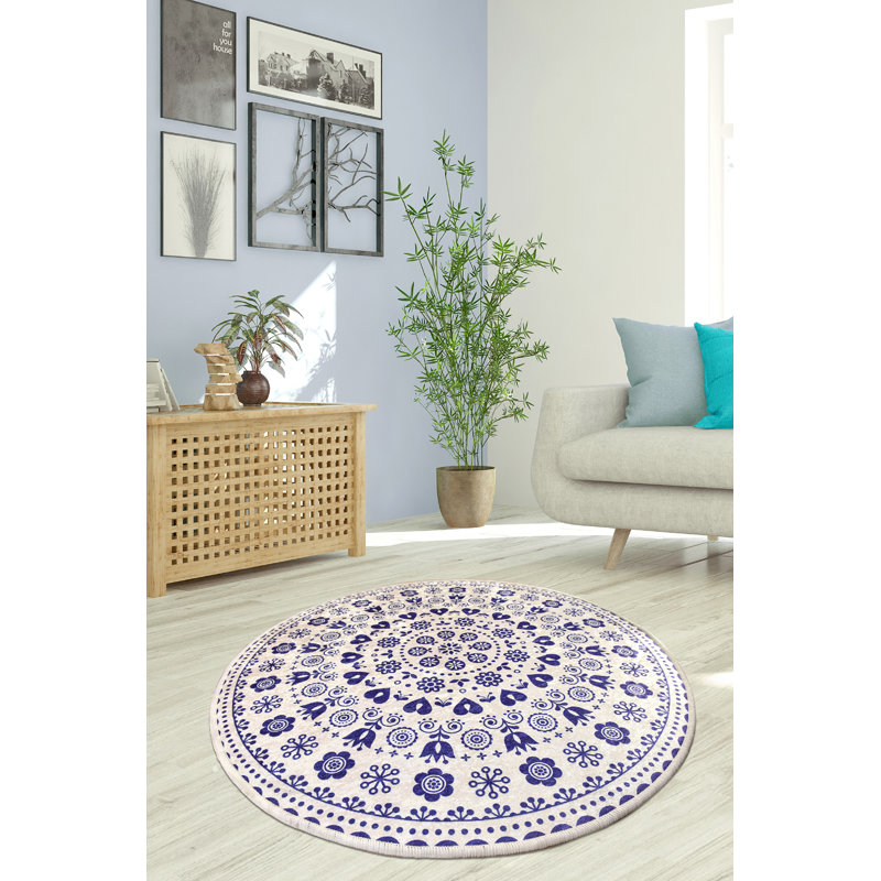 Tapis antibactérien rond, 39,4 po de diamètre, 100% polyester, hauteur de poils de 0,2 po | Dessous antidérapant, lavable à la machine | Parfait pour le salon, la chambre à coucher et la salle de jeux, conception douce et durable
