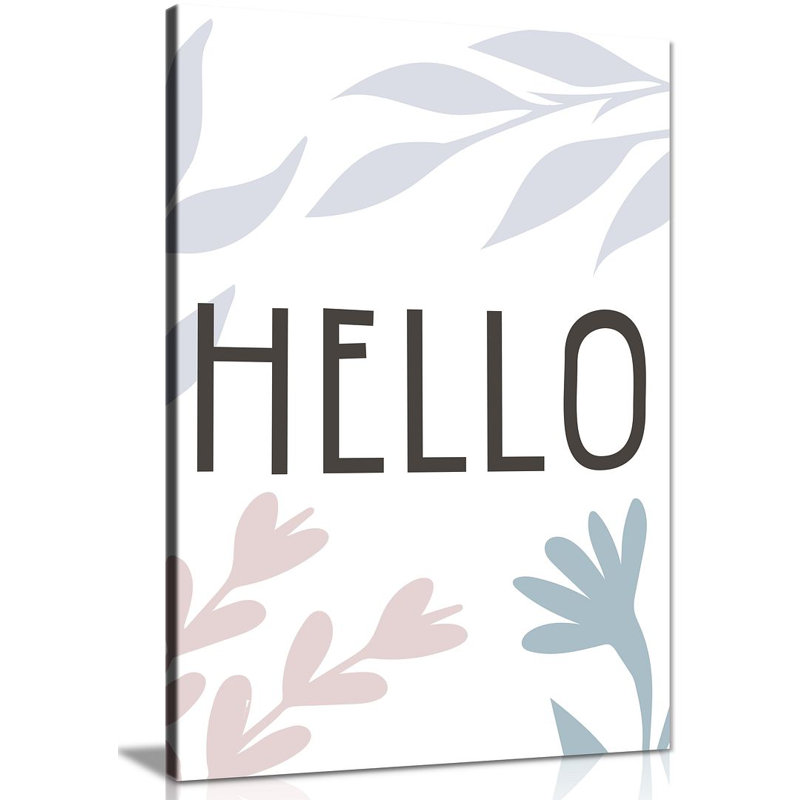 Pastel Leaves Hello - Wrapped Canvas Print, 76cm H x 51cm W