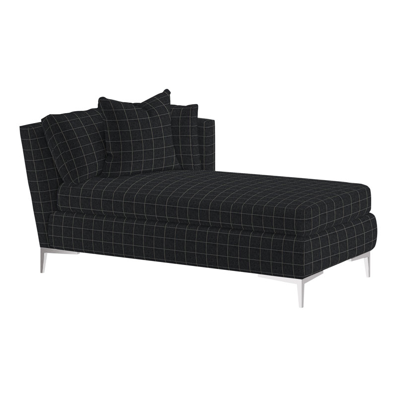 Aiden Chaise Lounge, Right Hand Facing, Polished Stainless, Perigold Youngman Ebony