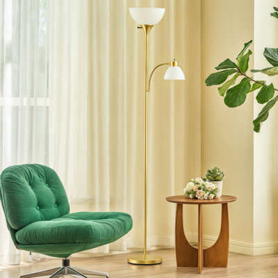 71" 2-Light Torchiere Floor Lamp with LED Bulbs