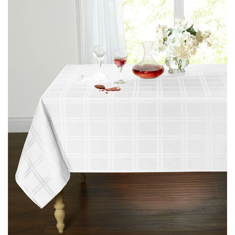 Ebern Designs Plaid & Tartan Stain Resistant Spill-Proof Fabric Tablecloth - 60" W  Oblong, 84" Rectangle, Gray