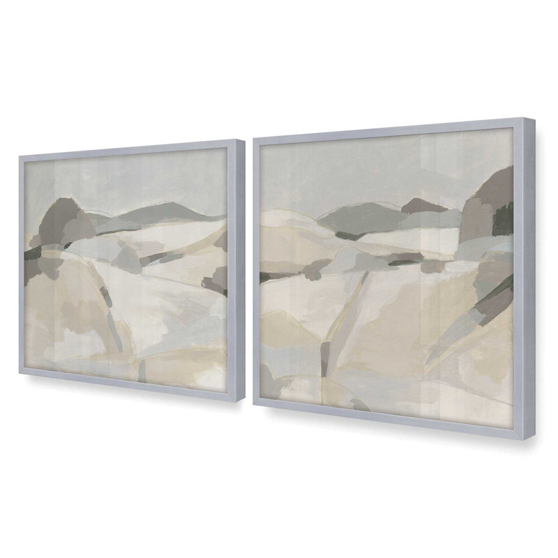 Ensemble de 2 impressions sur toile, 16 "x 16", Cadre en chrome poli, H 13,5 po x l 25,5 po x P 1,25 po