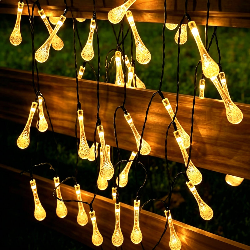 Guirlande de fée à énergie solaire 21,3 pi avec 8 modes 30 lumières à DEL Aman, Jaune