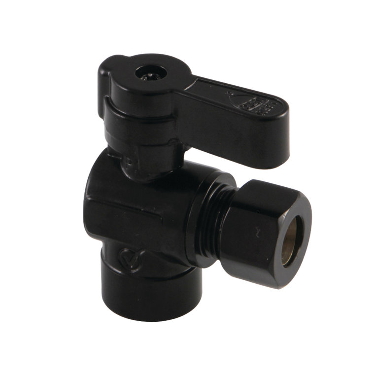 Kingston Brass Baseline 1/2-Inch Sweat x 3/8-Inch OD Comp Quarter-Turn Angle Stop Valve