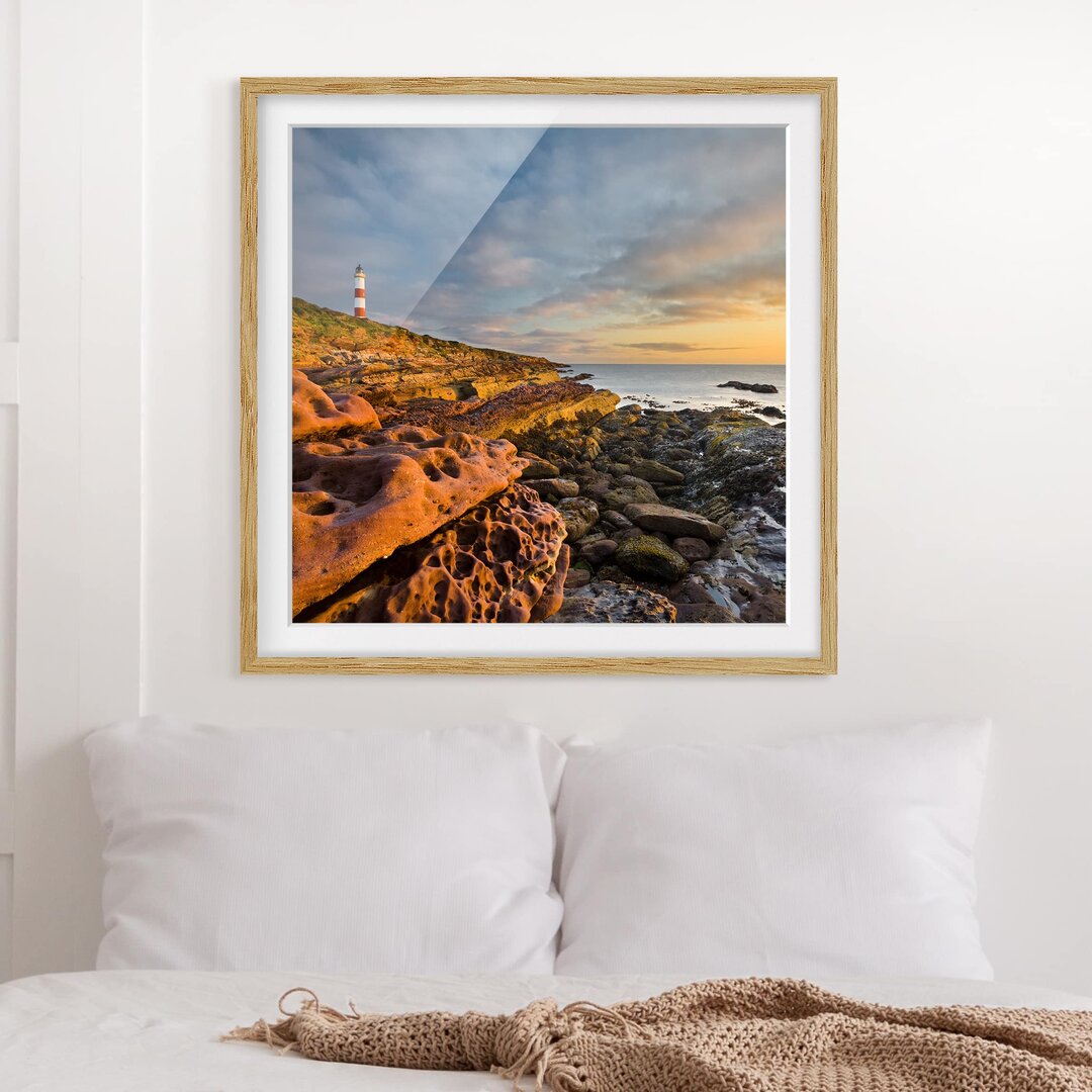 Gerahmtes Poster Tarbat Ness Lighthouse Sunset