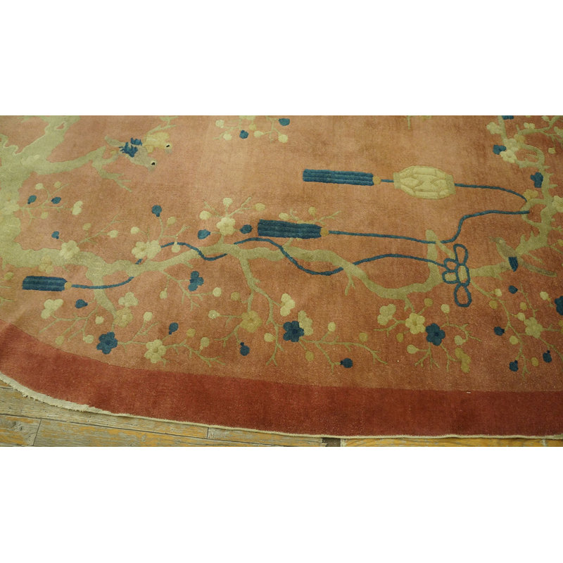 Soft Color Artistic Antique Art Deco Chinese Oval Shape Area Rug