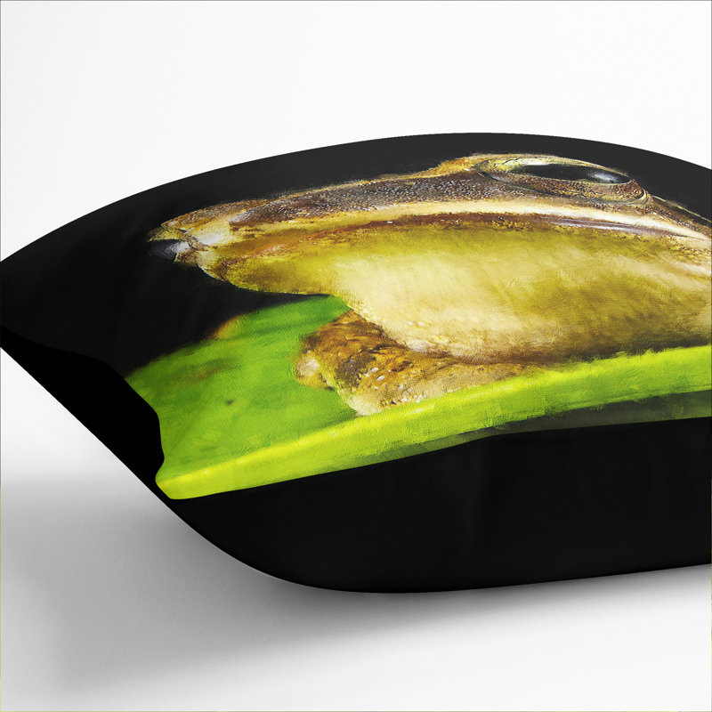 Frog Vol.2 Painting Square Throw Cushion, 40cm H x 40cm W x 15cm D, Black