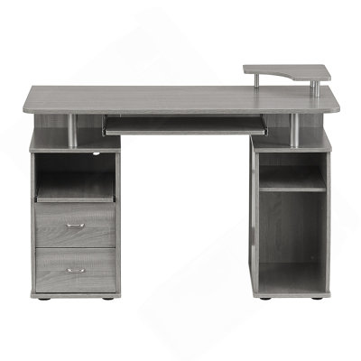 Complete Computer Workstation Desk With Storage, Grey