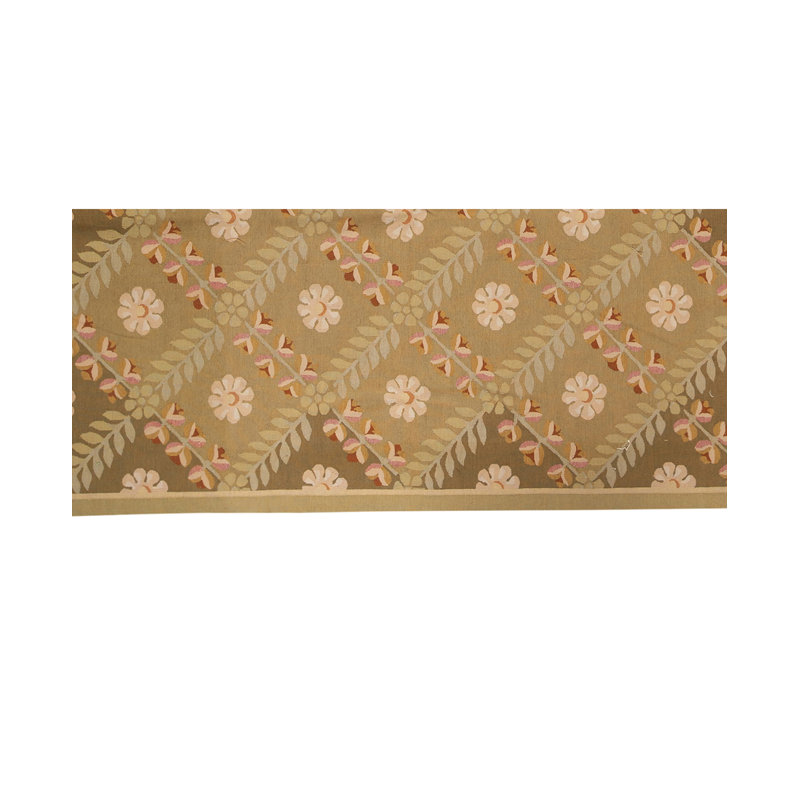 Hand-Knotted High-Quality Green and Tan Area Rug