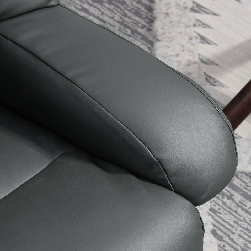 Faux Leather Massage Chair with Ottoman, Gray Faux Leather