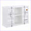 Desserte industrielle en métal blanc avec tablettes ouvertes 2 armoires | Métal | Tablettes incluses