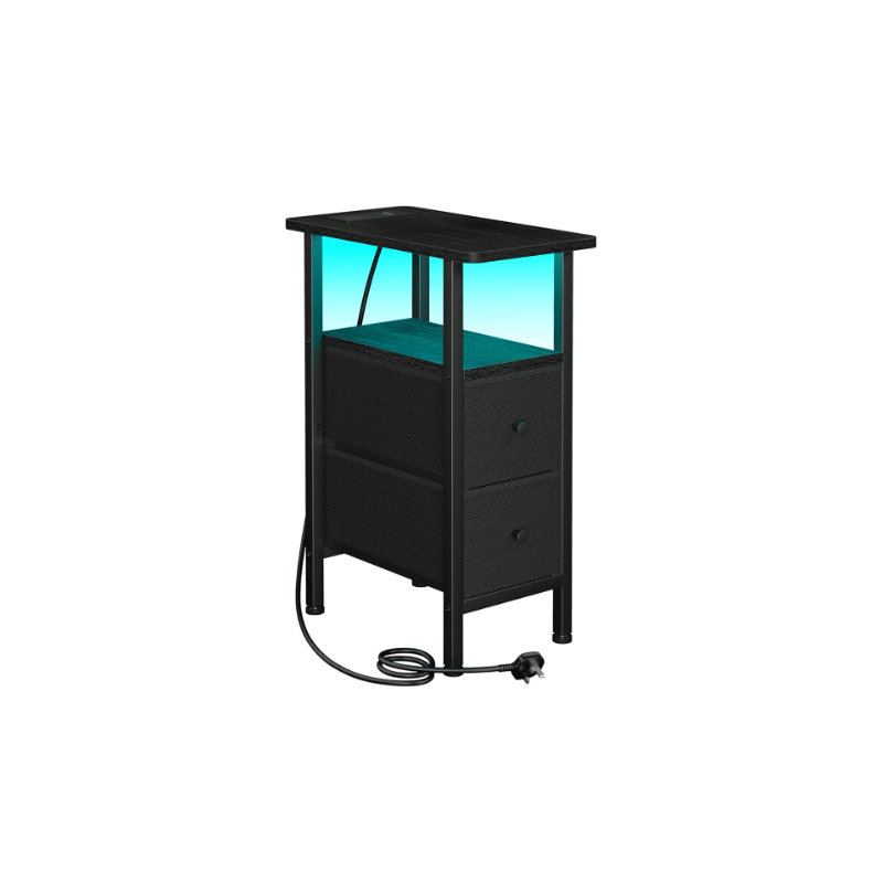 21.6cm W Solid Wood Bedside Table, Black