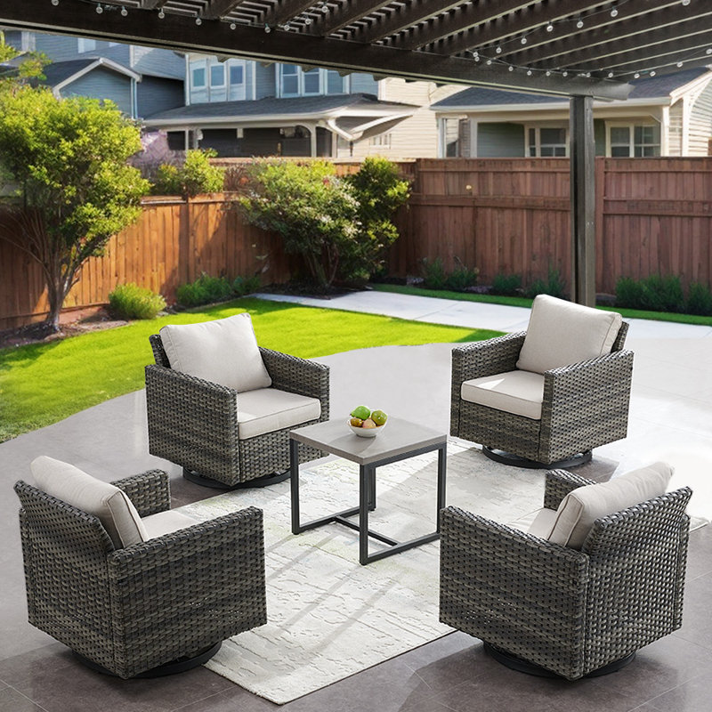 Chaise de patio avec coussins Nazime Ekon, Beige