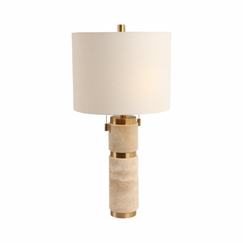 Sagebrook Home 26X13" Travertine Lamp With 2 Pulls, Tan