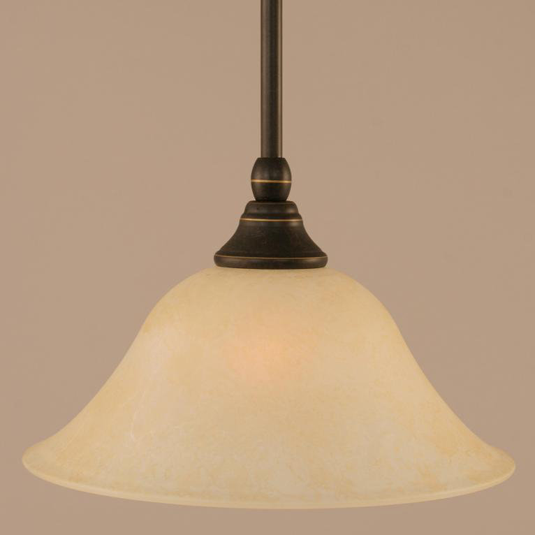 Mini-luminaire suspendu avec tige en verre Congdon, H 6,5 po x l 10 po x P 10 po, Beige, Cuivre noir