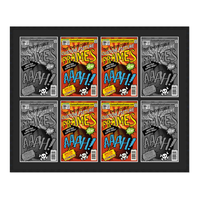 Wood Picture Frame with Mat, Black/Black, 37.5" x 26.5", 7.125" x 10.5"