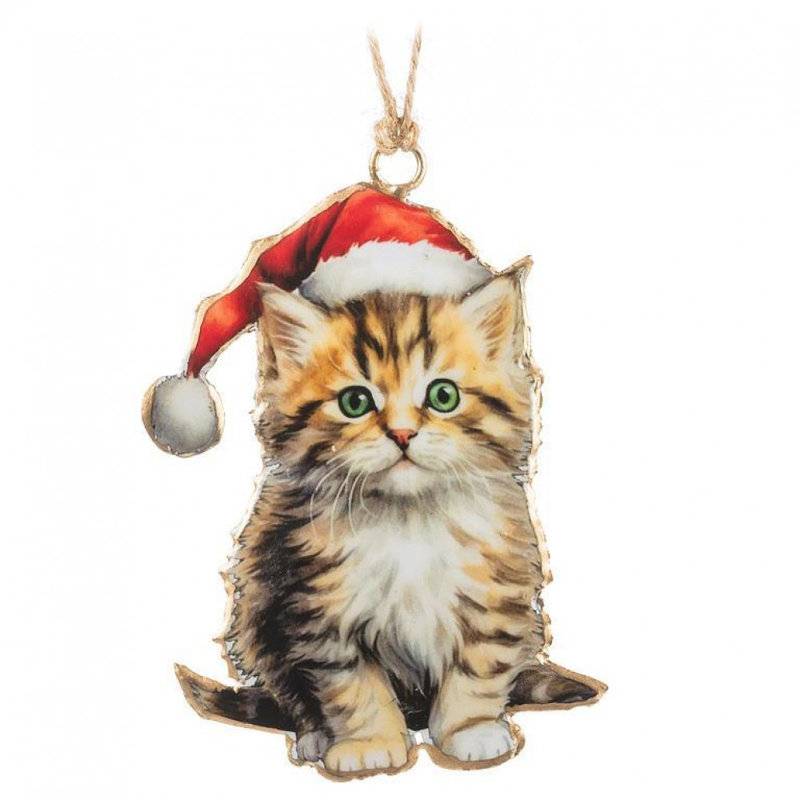 Kitten With Santa Hat Ornament