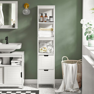 Kleankin Slim Bathroom Cabinet with Castor Wheels Storage