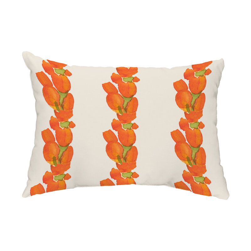 Coussin lombaire intérieur / extérieur Sunset Tulip, Orange / beige