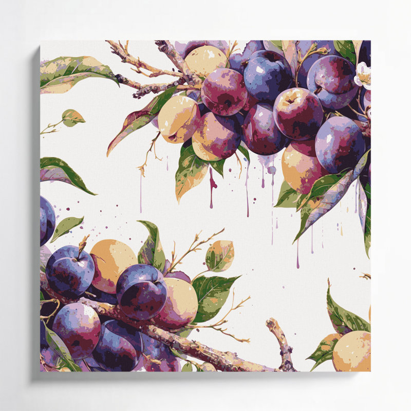 Art mural sur toile prune grise, H 12 po x l 12 po