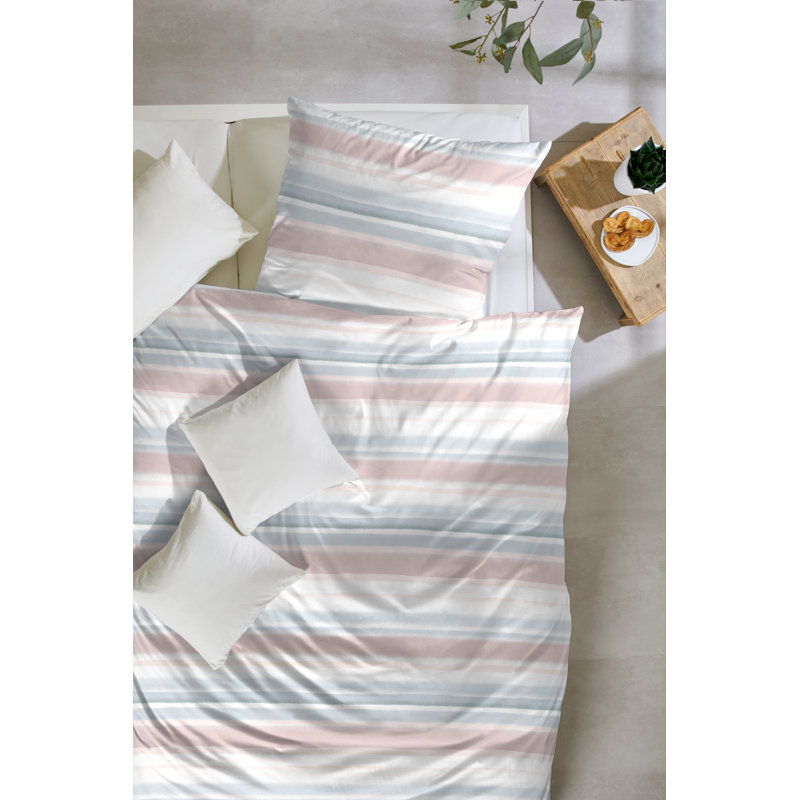 Blurred Lines Renforce bedding, 155 x 220cm - 1 Pillowcase (80 x 80 cm), Pink