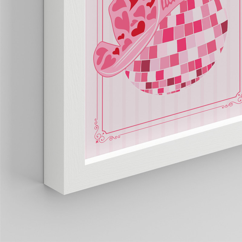 «Watercolor Pink Heart Circle Flower Collages», impression encadrée sur papier, 4 pièces, Blanc, H 16 po x l 12 po