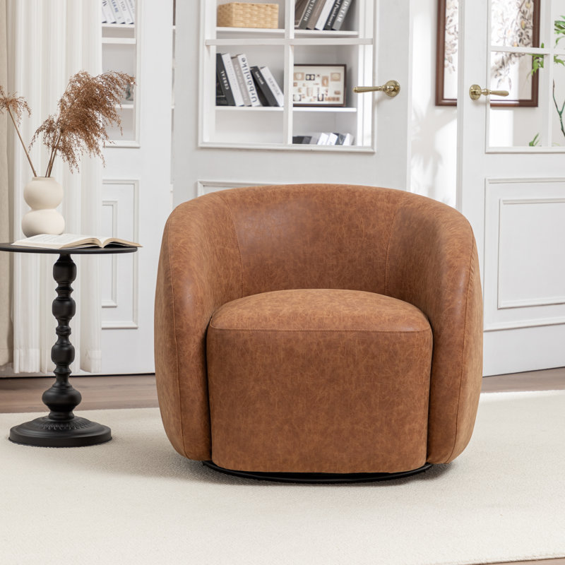 Fauteuil demi-tonneau pivotant Katherline, Brun