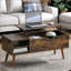 Rustic Wooden Coffee Table with Storage Drawer and Compartment Living Room Furniture