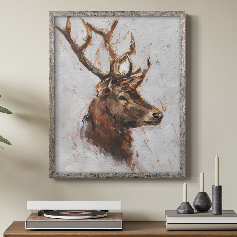 «Stag Study II», reproduction encadrée - bois massif, H 15 po x l 12 po