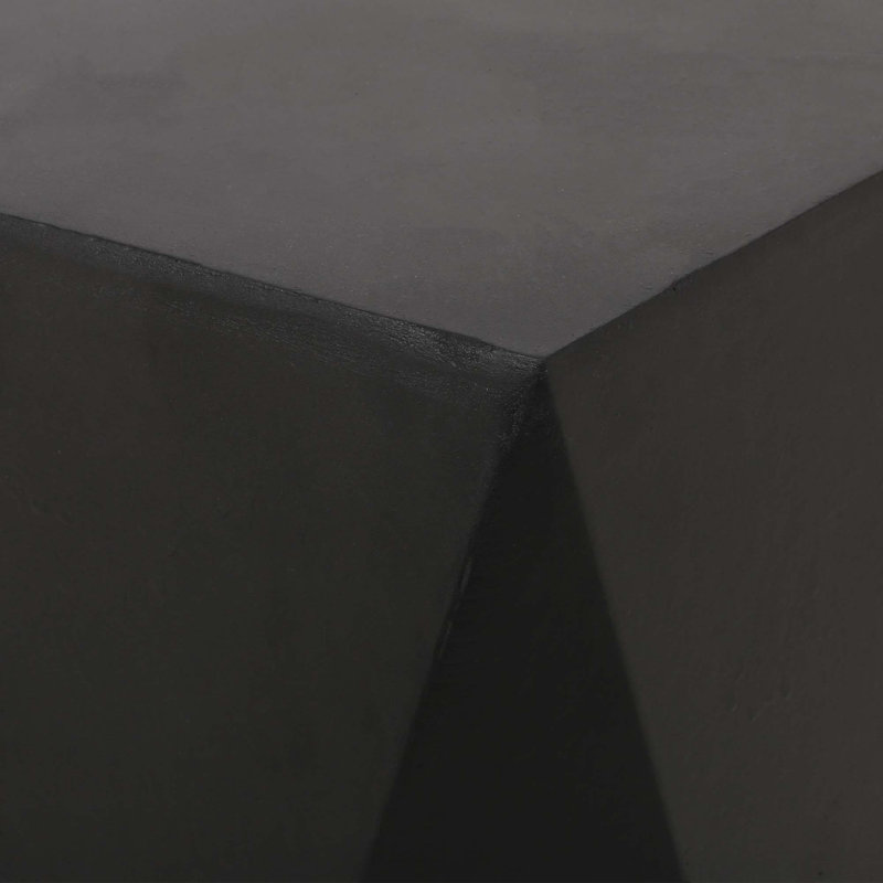 Geometric Outdoor Side Table with Lightweight Concrete Base, Black