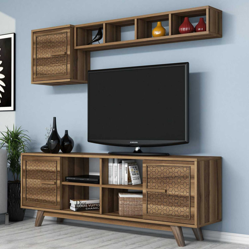 Eligah Unfinished Entertainment Centre for TVs up to 60", Walnut