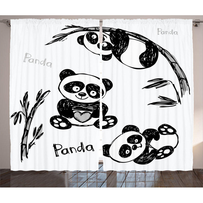 Panda Semi-Sheer Rod Pocket Curtain Panels, 54" x 90"