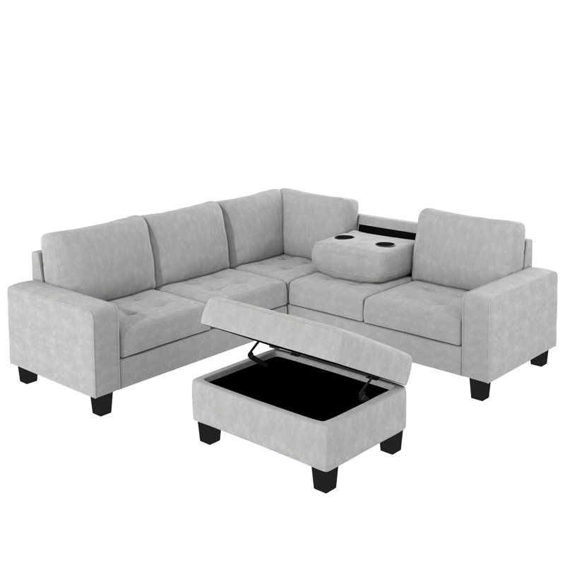 Canapé modulaire 3 pièces Islandia, Velours gris velours