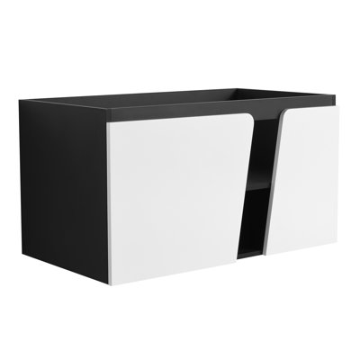 Meuble-lavabo moderne 36 po avec fermeture en douceur, blanc et noir flottant moderne, blanc / noir