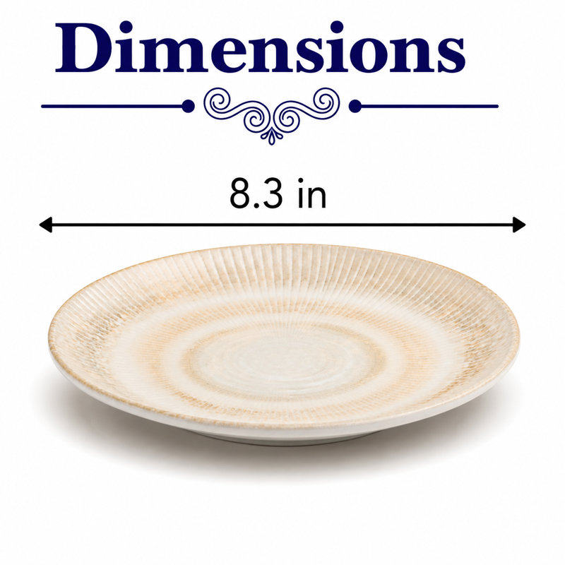Paros-Shell Sand Premium Porcelain Vital Coupe Round Rimless Plate | Microwave & Dishwasher Safe, 8.3x8.3x0.89"