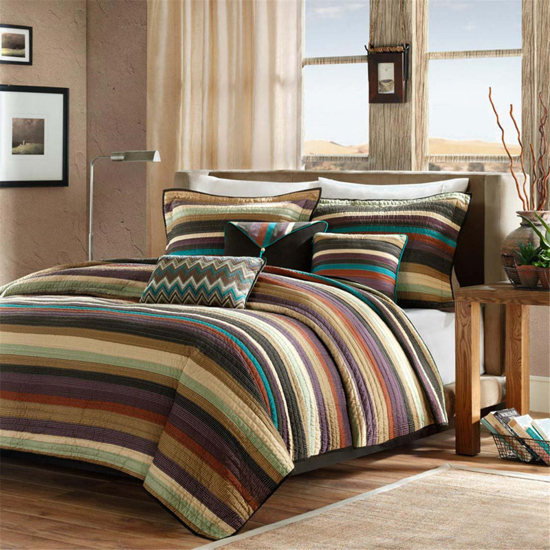 Reversible Quilt Set With Throw Pillows Multi, Twin/Twin XL Quilt + 2 Standard Pillow Shams
