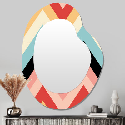 Tribal Fusion Chevron Pattern V - Chevron Modern Wall Mirror In Asymmetrical Shapes