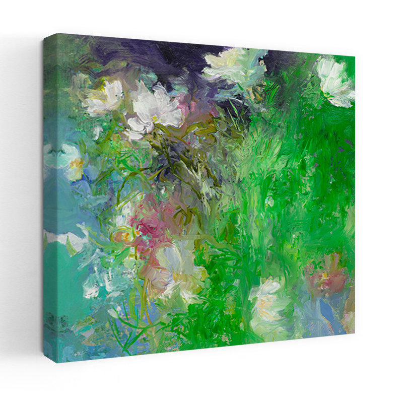 White Cosmos n ° 2, art floral contemporain, H 18 po x l 18 po