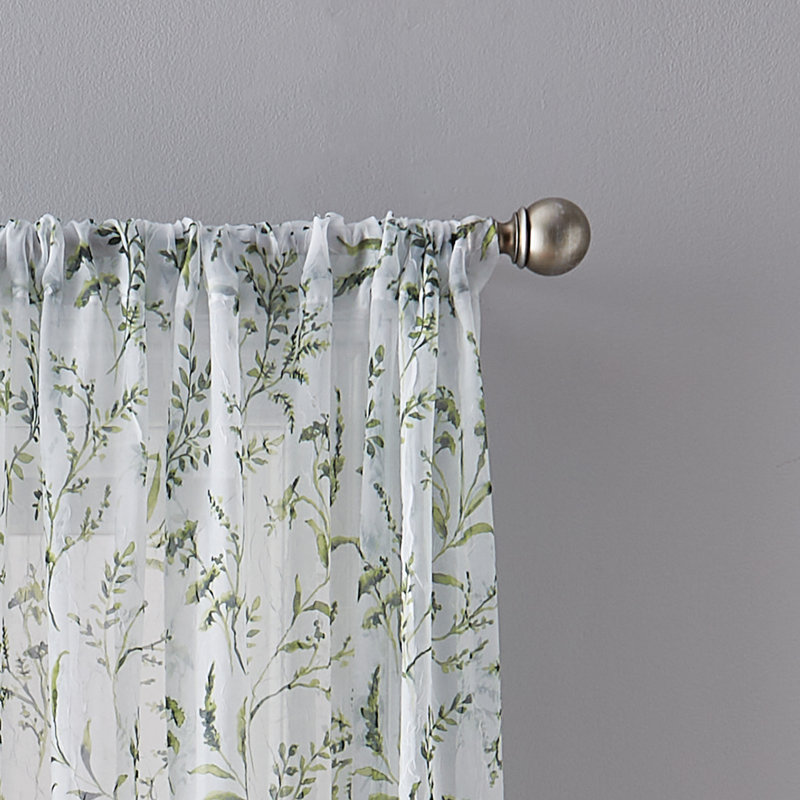 Eastport Sheer Curtain Single Panel, Green, 50" x 84"