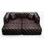 Ensemble de canapé moderne 77 po, canapé modulaire rembourré en similicuir 2 places avec conception touffetée à la main pure, 2 repose-pieds et 2 coussins, combinaison multiple pour le salon