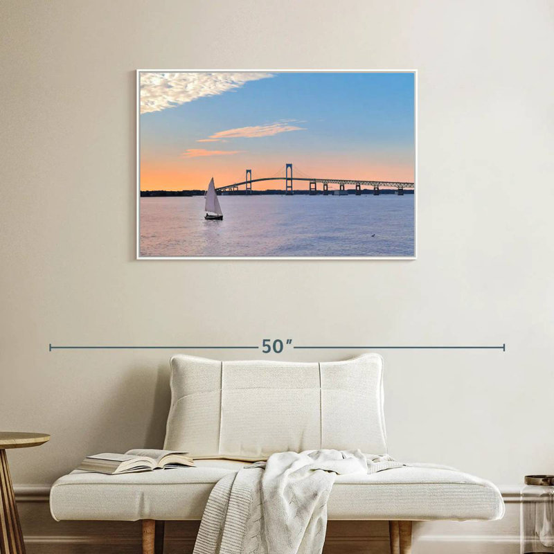 Newport Bridge, Floating Frame White, 37" X 25"
