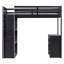 Lit mezzanine une place avec bureau, étagères et tiroirs de rangement, structure en bois massif et MDF, style jeu, gain de place, violet-1976493011