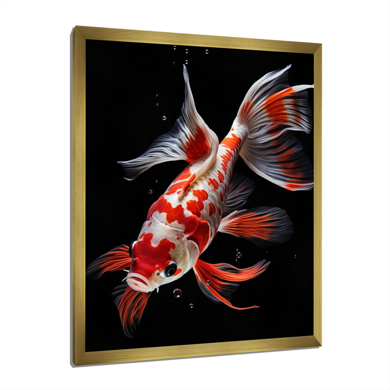 «Eisenach Coral Kois Fish Vibrant Splendor I», reproduction d'art sur toile, Encadrement doré, H 20 po x l 12 po x P 1 po