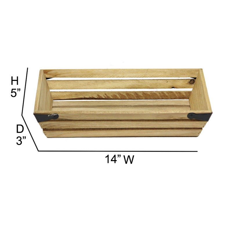 Caisse en bois manufacturé superficielle rectangulaire