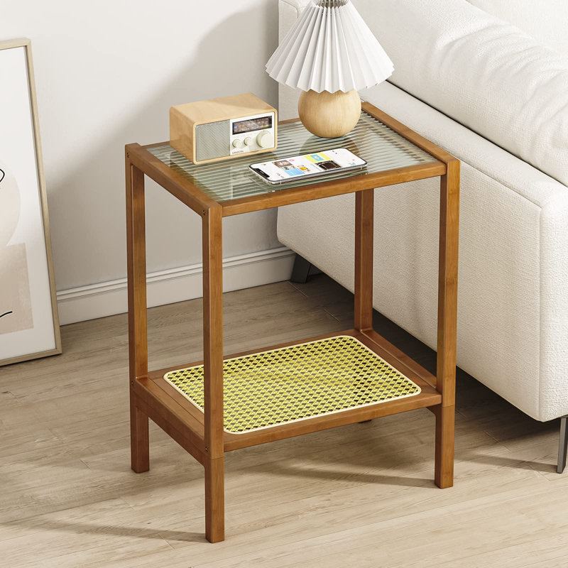 Table de bout en verre de 22 po de hauteur Gonvick, Brun