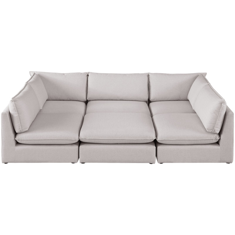 Canapé modulaire symétrique de 120 po de largeur Tupman, Tissu beige texturé en lin